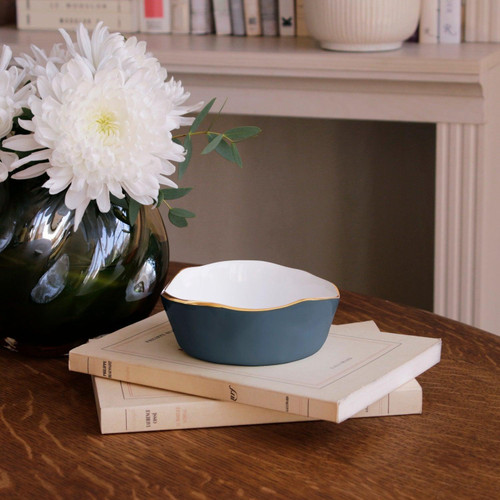 Midnight Blue, White & Gold Soho Wine Coaster - Coaster Detail | Bone & Brass