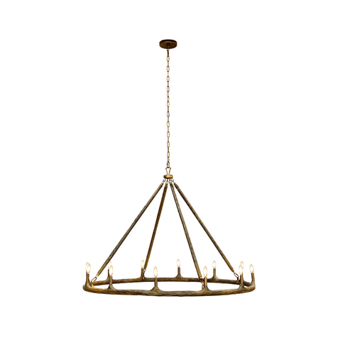 Wolfgang Hammered Antique Brass Large Chandelier