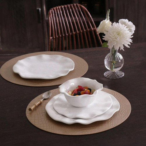 Havana White 9" Salad Plate Set of 4 - Plate Detail | Bone & Brass