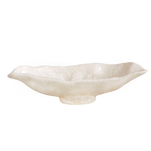 Resin Alabaster Medium Oval Bowl White Swirl | Bone & Brass