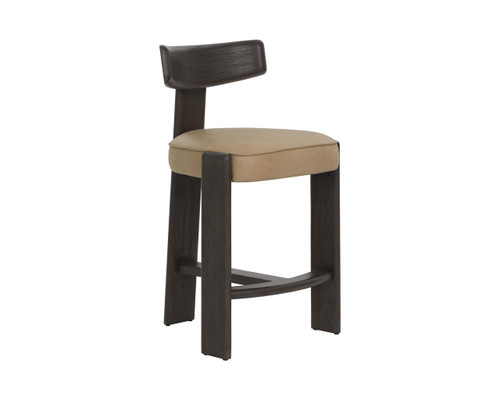 Horton Dark Brown - Sahara Sand Leather Counter Stool