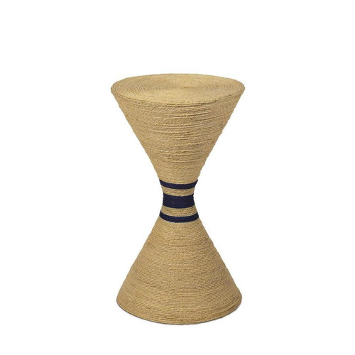 Maren Natural Seagrass Table w/ Navy Stripes | Bone & Brass