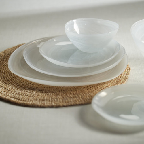 Monte Carlo White Alabaster Dinner Plates, Set of 6 - Plate Detail | Bone & Brass
