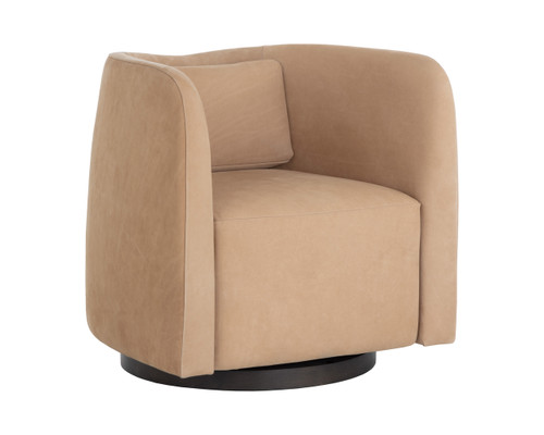 Emilie Swivel Nubuck Tan Leather Lounge Chair
