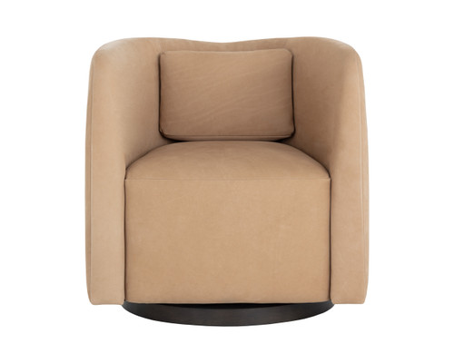 Emilie Swivel Nubuck Tan Leather Lounge Chair
