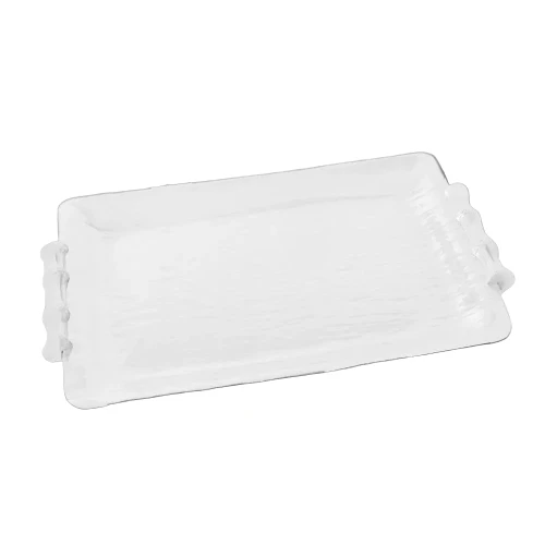 Vida White Bamboo Rectangular Serving Tray | Bone & Brass