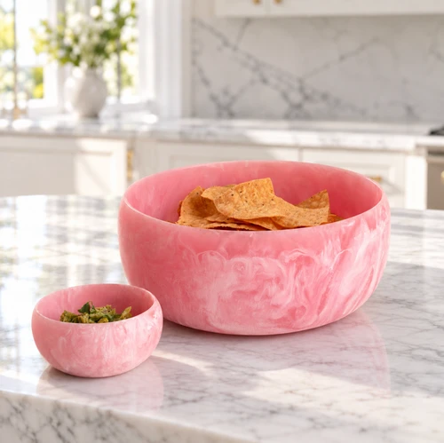 Resin Sorbet Large Round Bowl Raspberry, view 2
