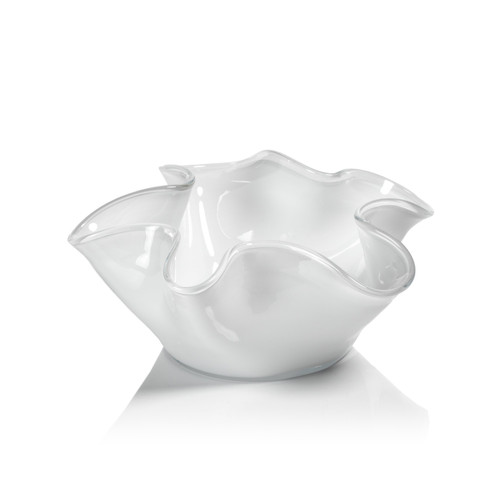 Royal White Glass Wave Decorative Bowl | Bone & Brass