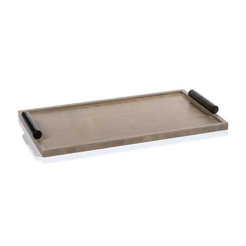 Bellecôte Mink Leather Serving Tray, Large | Bone & Brass