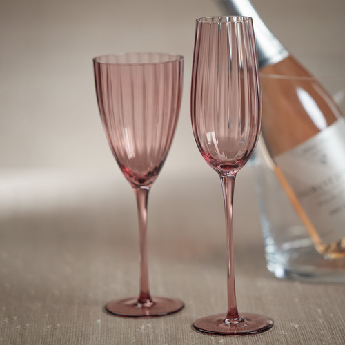 Madden Blush Champagne Flutes, Set 4 - Glass Detail | Bone & Brass