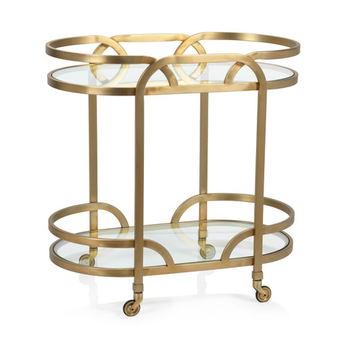 Lismore Oval Matt Gold Bar Cart | Bone & Brass