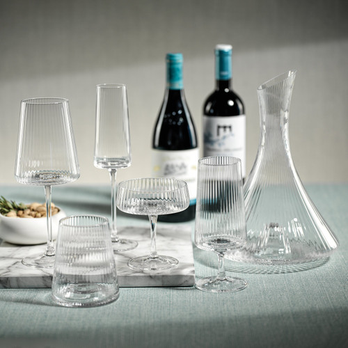 Benji Ribbed Fluted Flask Glass Decanter - Decanter Detail | Bone & Brass
