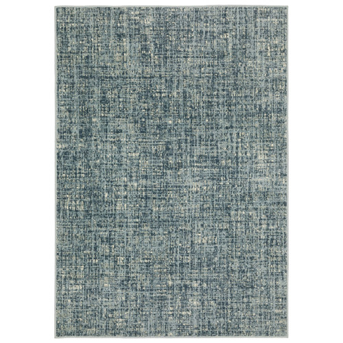 Branson Blue Abstract Rug: Power-loomed polypropylene rug with textured blue and gray abstract design.