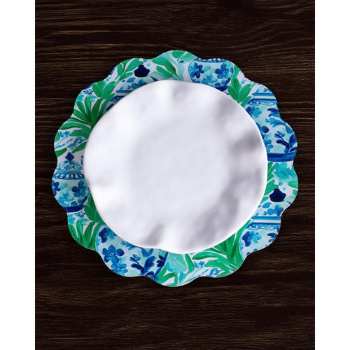 Vida Ginger Jar & Butterflies Reversible Round Placemats Set 4 Blue & - Placemat Detail | Bone & Brass