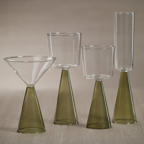 Vivian Green Stem Red Wine Glasses, Set 4 - Glass Detail | Bone & Brass