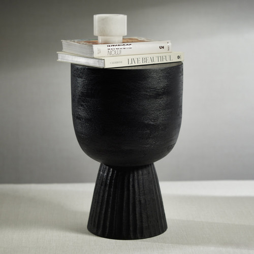 Vendas Black Mango Wood Accent Table - Table Side View | Bone & Brass