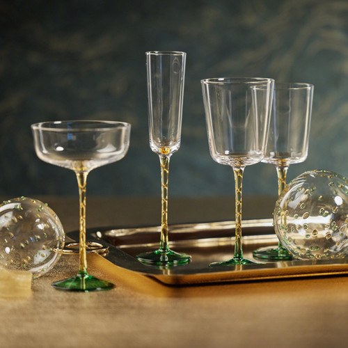 Sachi Amber & Green Red Wine Glasses, Set 4 - Glass Detail | Bone & Brass