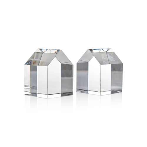 House Crystal Glass Décor Bookends, Set 2 | Bone & Brass