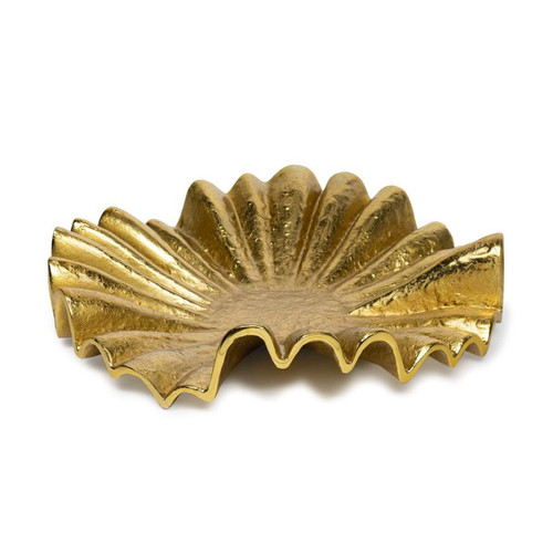 Soleil Antiqued Brass Ruffled Metal Plate