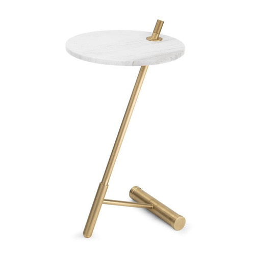 Spyder Natural Brass Marble Accent Table