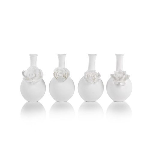Cameo Long Neck Porcelain Bud Vases, Set of 6 | Bone & Brass