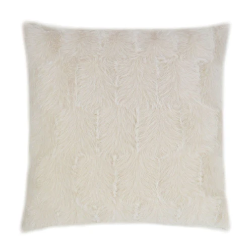 Ermelo Opal 24x24 luxury throw pillow with soft, textured off-white faux fur.