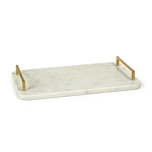 Andria Marble Tray Gold Metal Handles | Bone & Brass