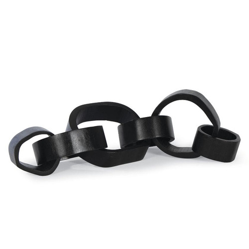 Black hand-carved acacia wood chain centerpiece with five interlocking links.