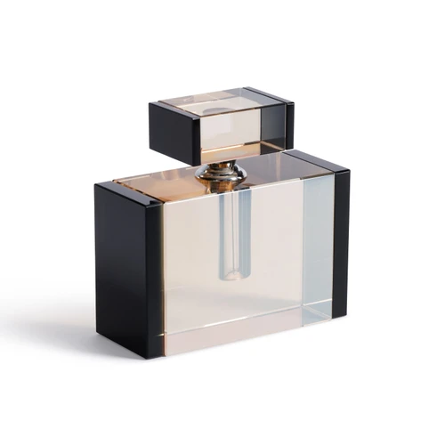 Decorative Crystal Tonal Black & Amber Glass Perfume Bottle | Bone & Brass