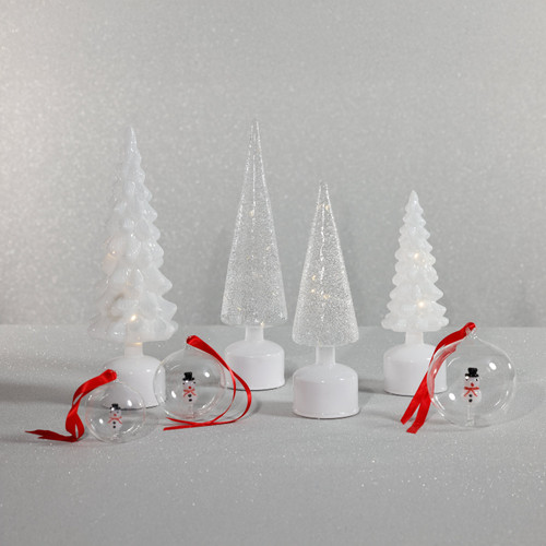 Clear Glass Rotating Tree, Holiday Lighted Table Décor - Detail View | Bone & Brass