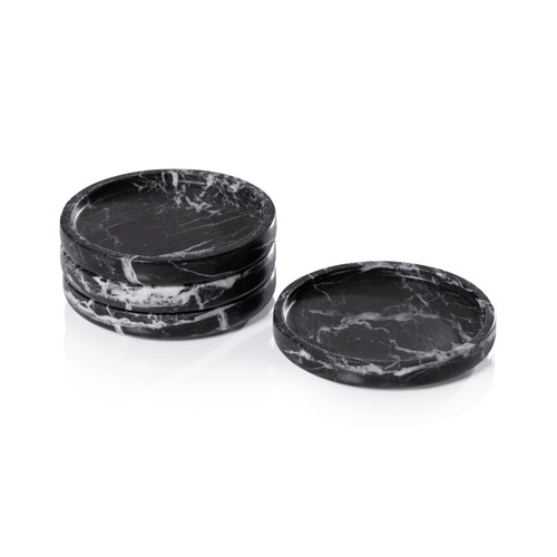 Black Marble Coasters, Set of 4 | Bone & Brass