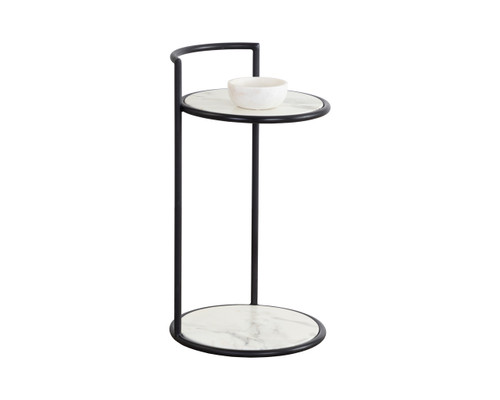Parga End Black - Marble Look Table