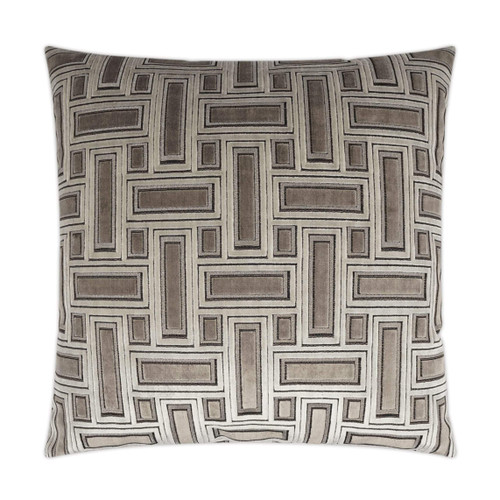 Brix Truffle 24x24 throw pillow with a geometric rectangular pattern in shades of brown and beige.