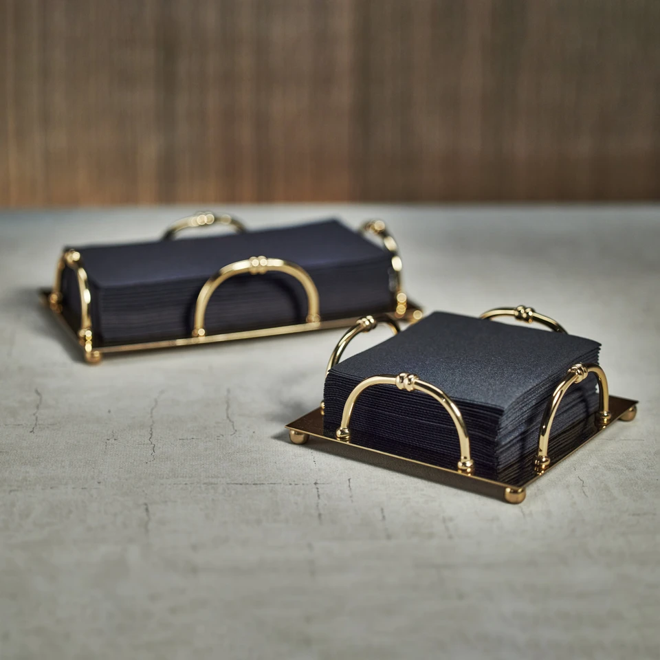 Azalea Gold Cocktail Napkin Holder - Holder Side View | Bone & Brass