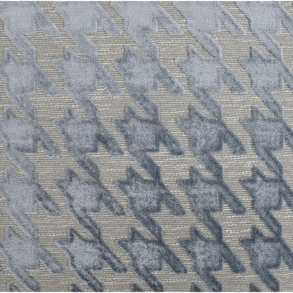 Blue Mist throw pillow with a textured houndstooth pattern in varying shades of blue and gray cotton.