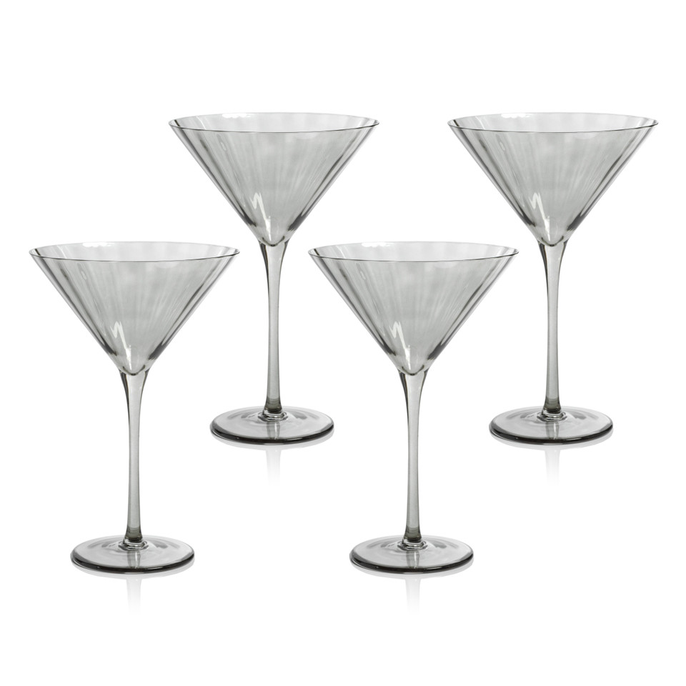 Madden Grey Martini Glasses, Set 4 - Glass Stem Detail | Bone & Brass