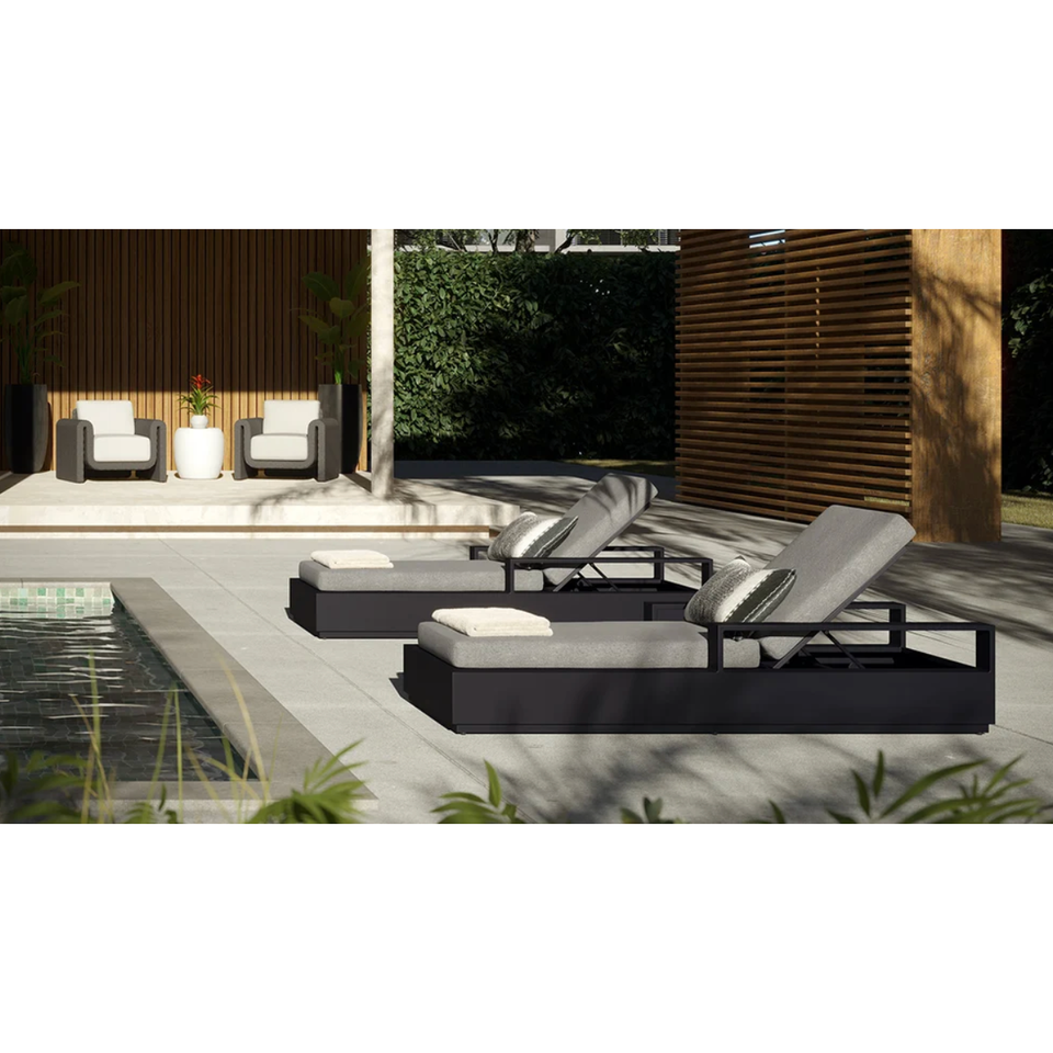 Tibi Charcoal Grey Handwoven Wicker Outdoor Lounge Chair, view 3