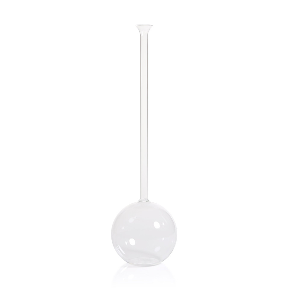 Finchem Long Neck Ball Glass Vase | Bone & Brass