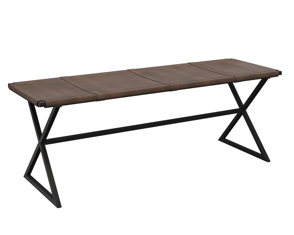 Elon Vintage Cognac Leather Bench