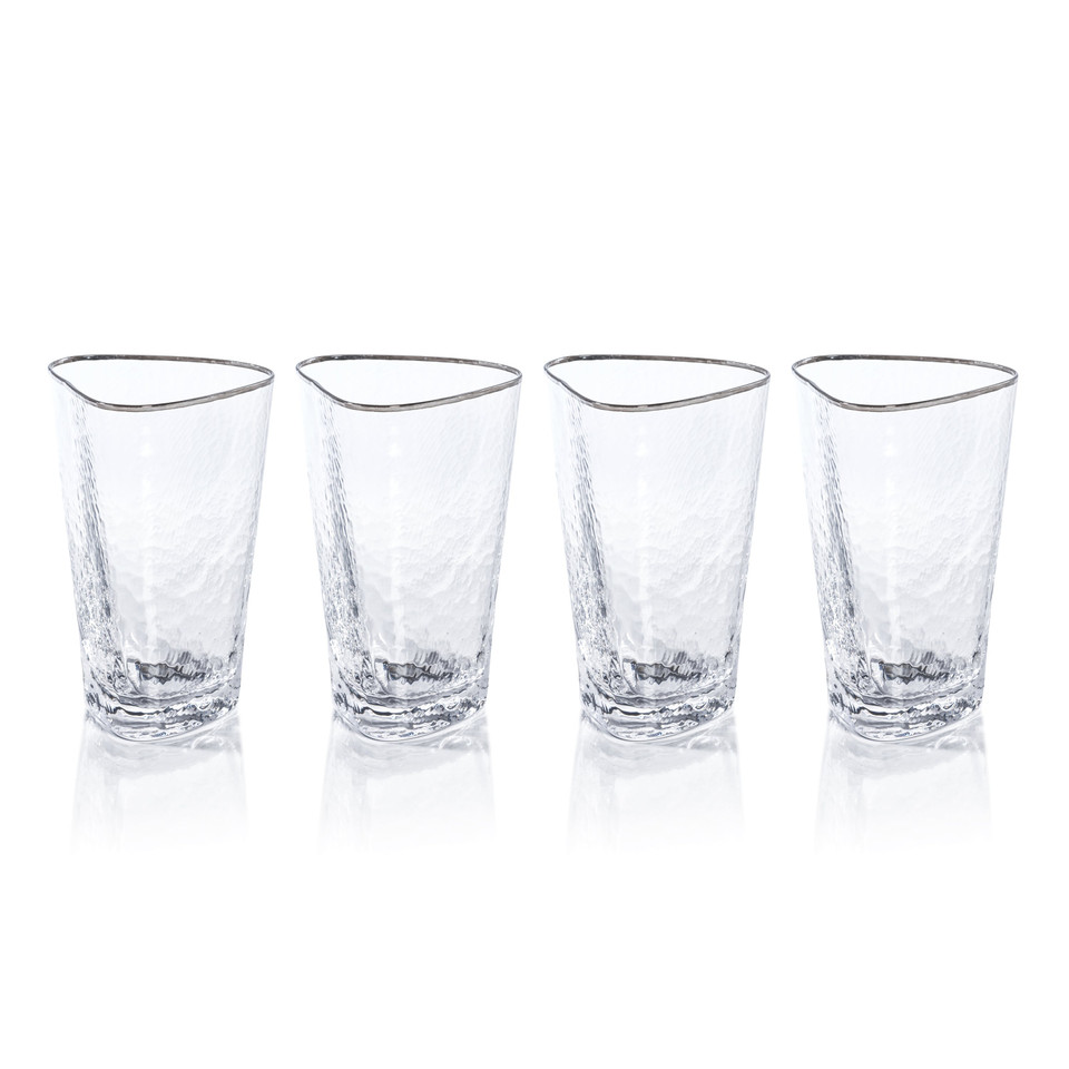 Apertivo Triangular Highball Glasses Platinum Rim, Set 4 - Glass View | Bone & Brass