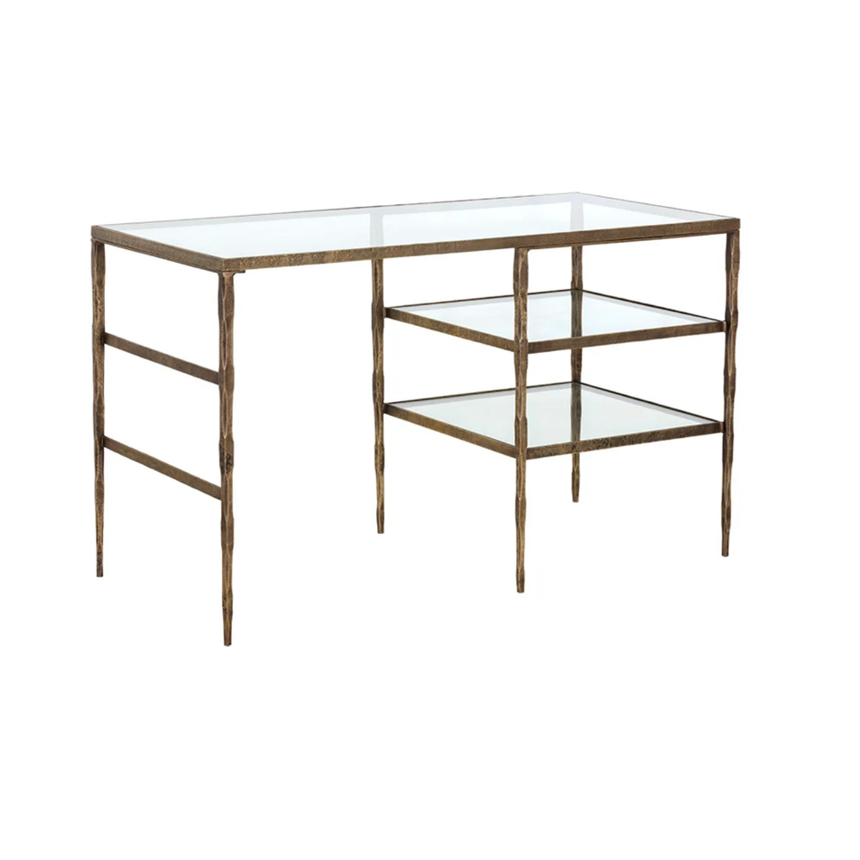 Bruna Hammered Antique Brass Desk