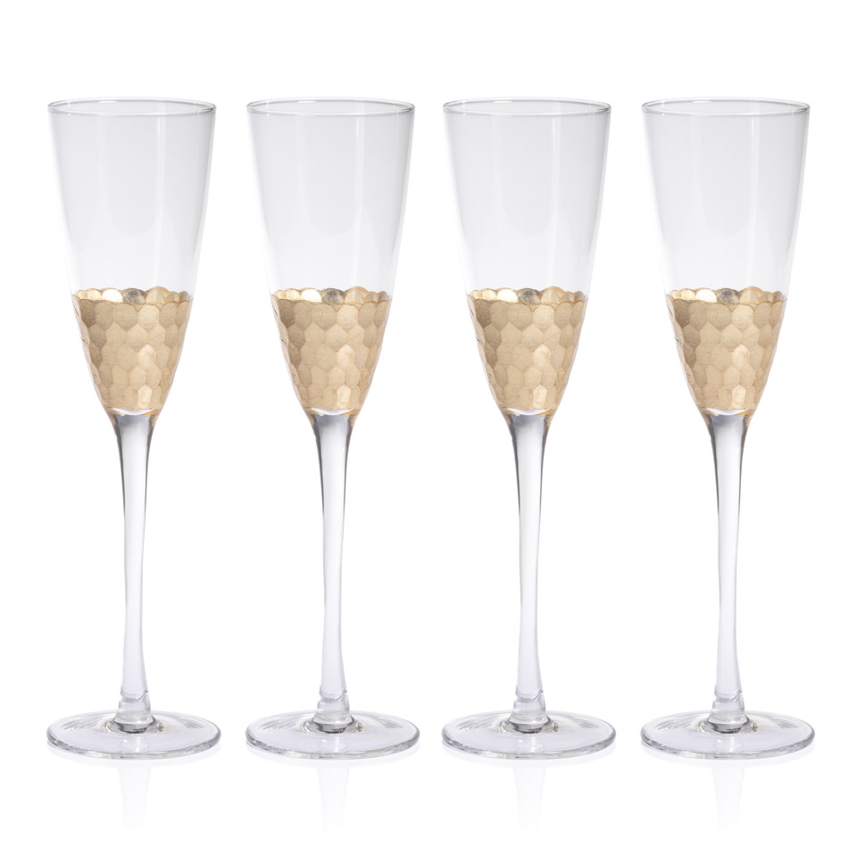 Victoria Gold Champagne Flutes, Set 4 - Glass Detail | Bone & Brass