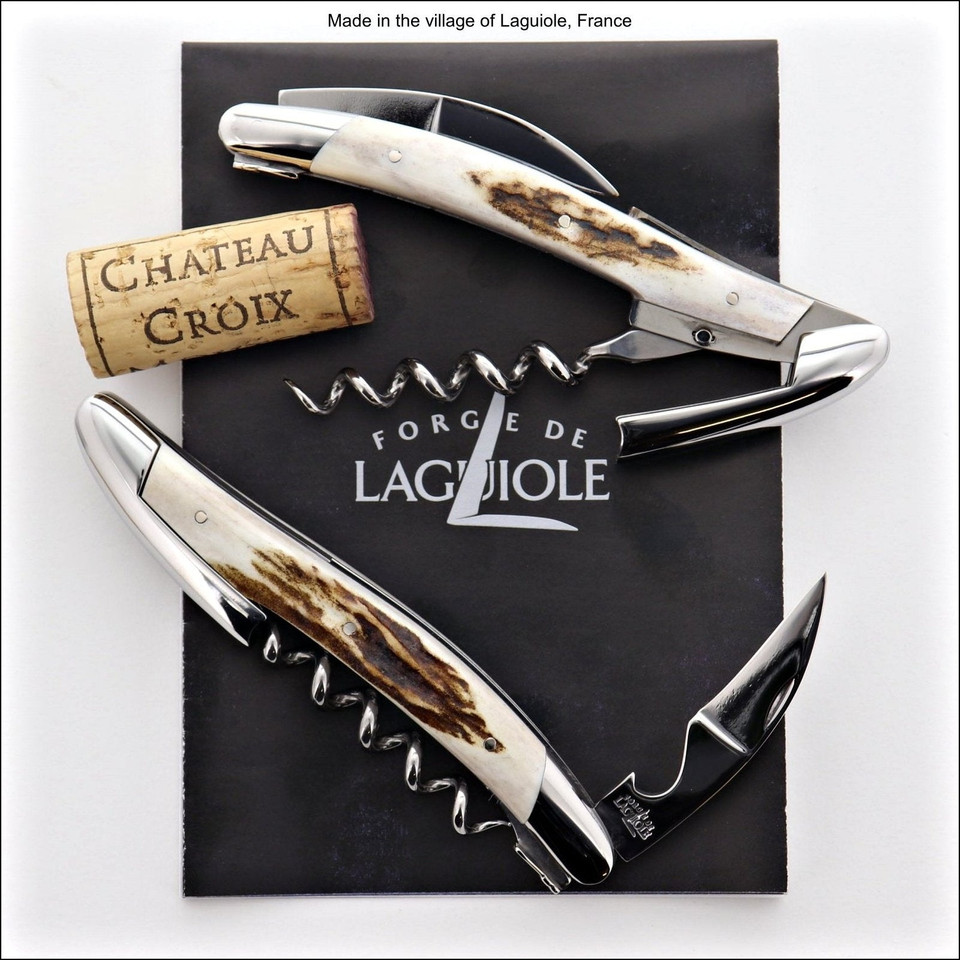 Forge de Laguiole Corkscrew Elk Stag Handle - Corkscrew Side View | Bone & Brass