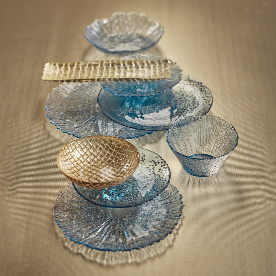 Icy Sapphire Blue Glass Bowls, Set 6 - Bowl Side View | Bone & Brass