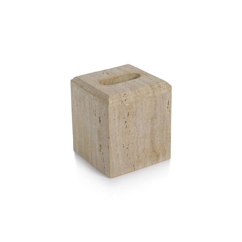 Beige Travertine Marble Tissue Box Cover | Bone & Brass