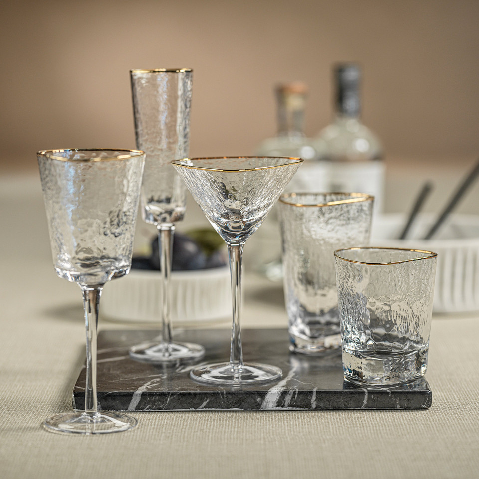 Kamarone Triangular Double Old Fashioned Glasses, Set of 4 - Glass Close Up | Bone & Brass