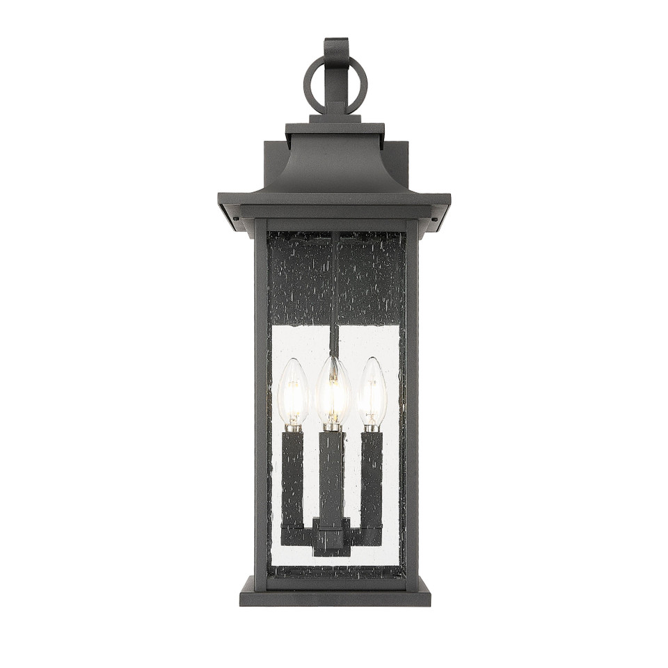 Black Seedy Glass Outdoor Wall Lantern, view 4