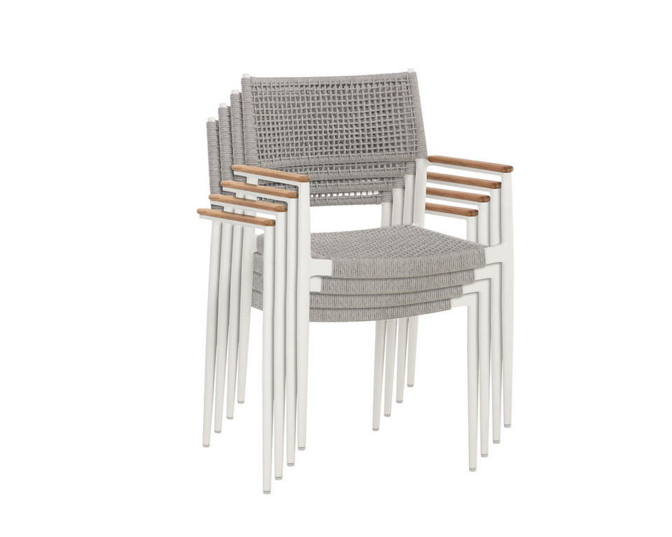 Nava Stackable Dining White Armchair