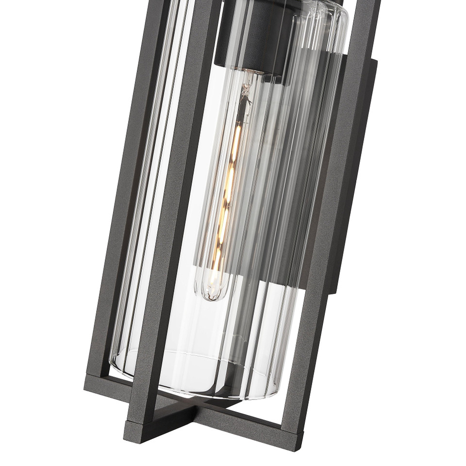 Black Linear Ribbed Outdoor Wall Light, view 4