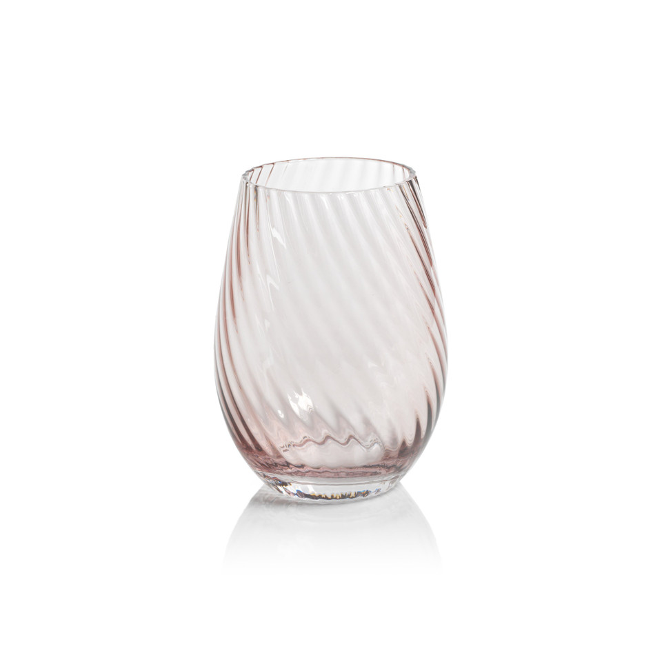 Sierra Optic Swirl Stemless Glasses, Set 4 | Bone & Brass